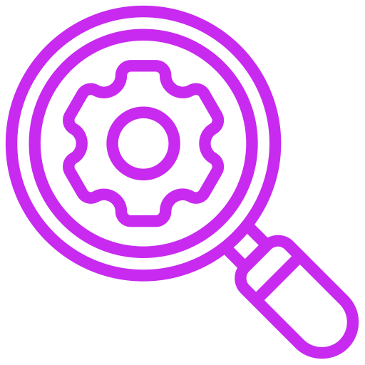 Purple magnifying glass icon