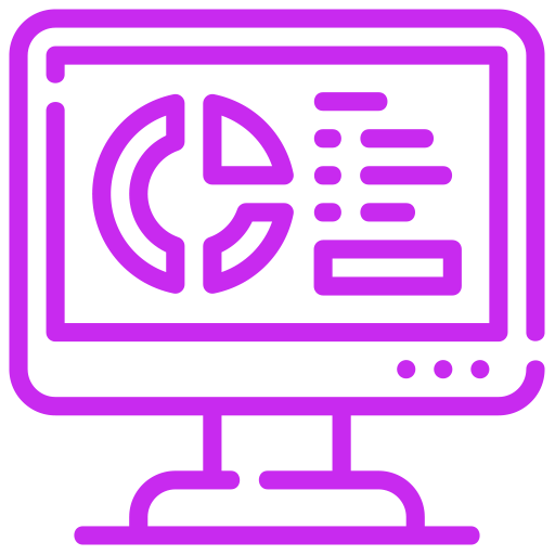 Purple line icon of a chart on an easel
